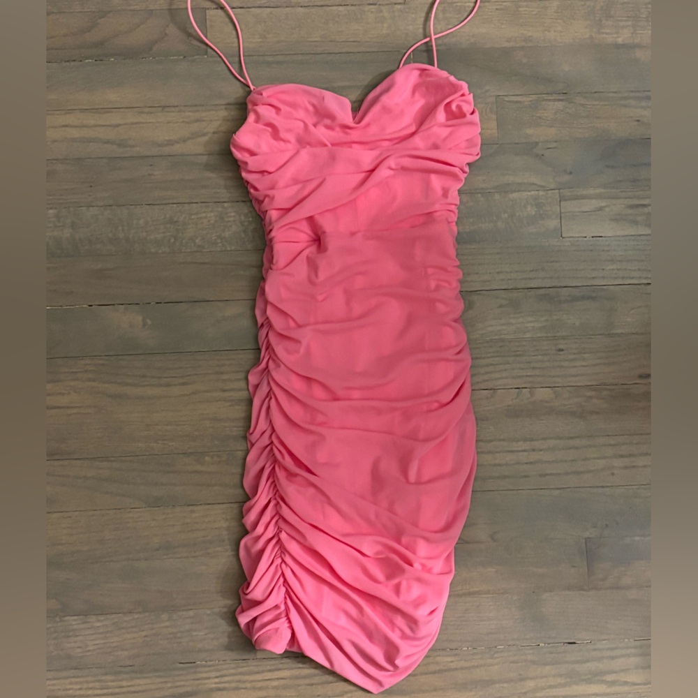 Hello Molly Pink mini dress with Ruched Design